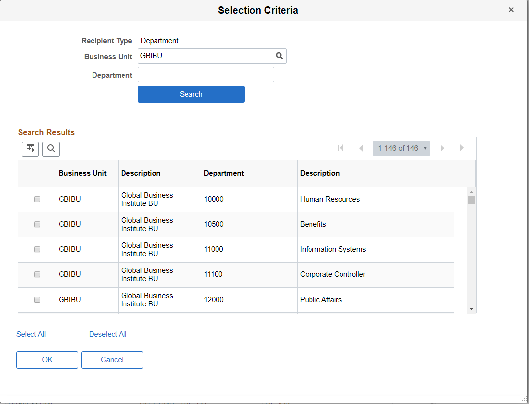 Recipient Criteria Window