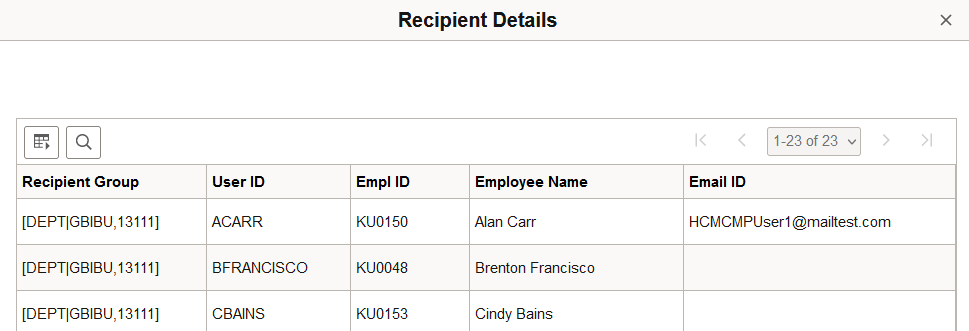 Recipient Details page