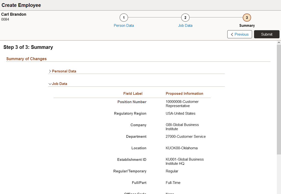 <>Create <Organizational Relationship> - Summary Page