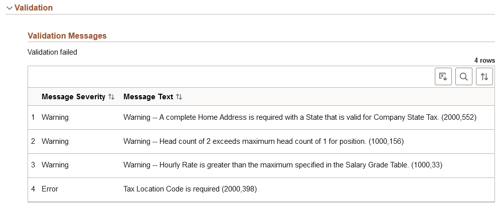 Job Data Page - Validate Section