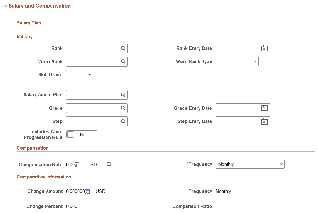 Job Data Page - Salary and Compensation Section (1 of 2)