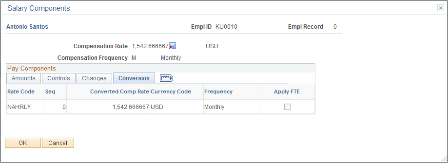 Salary Components page: Conversion tab