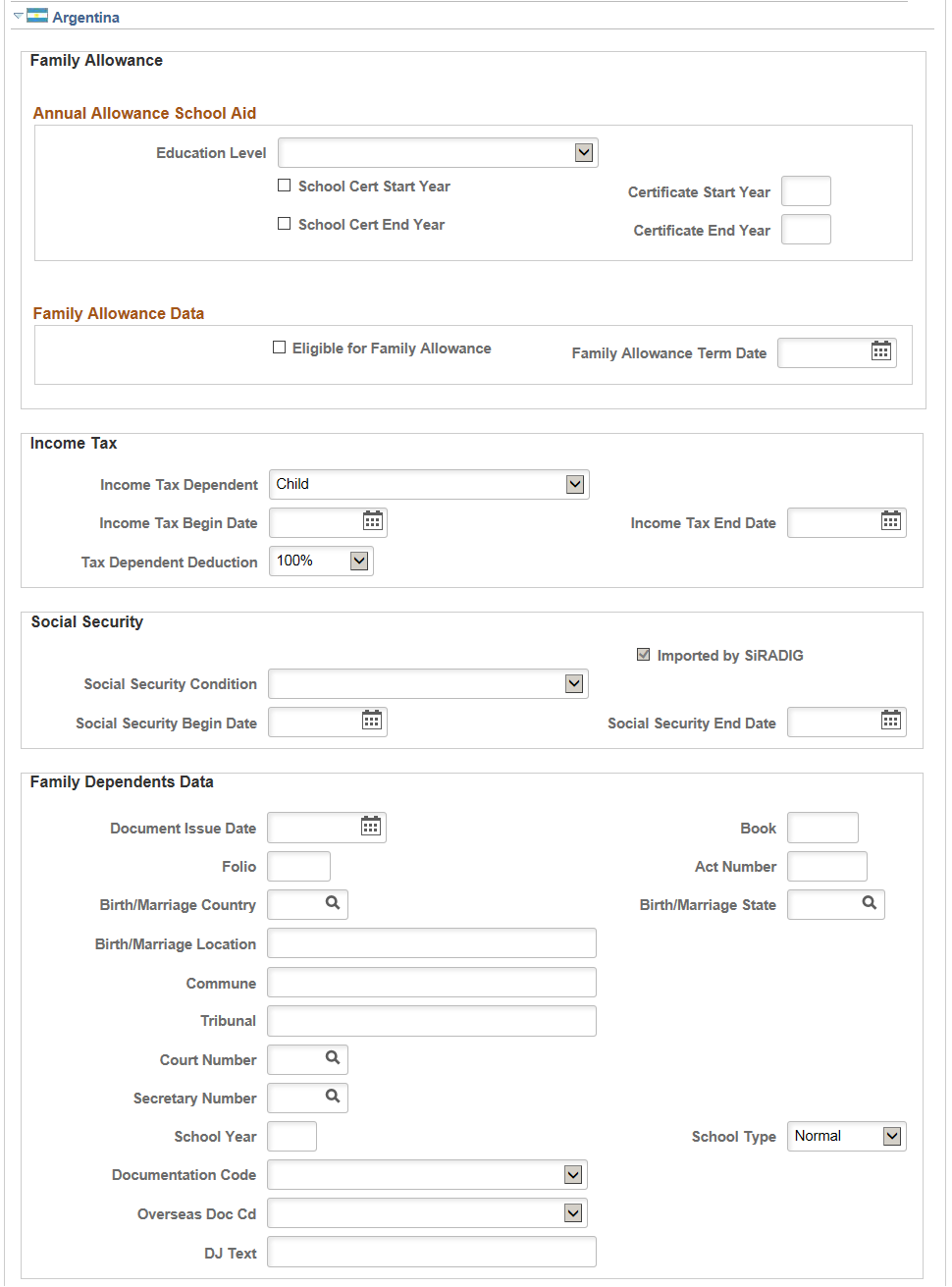 Dependent Information - Personal Profile page (2 of 6)