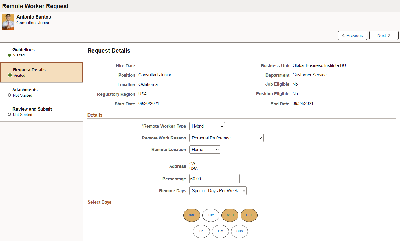 (Manager and Administrator view) Remote Worker activity guide layout