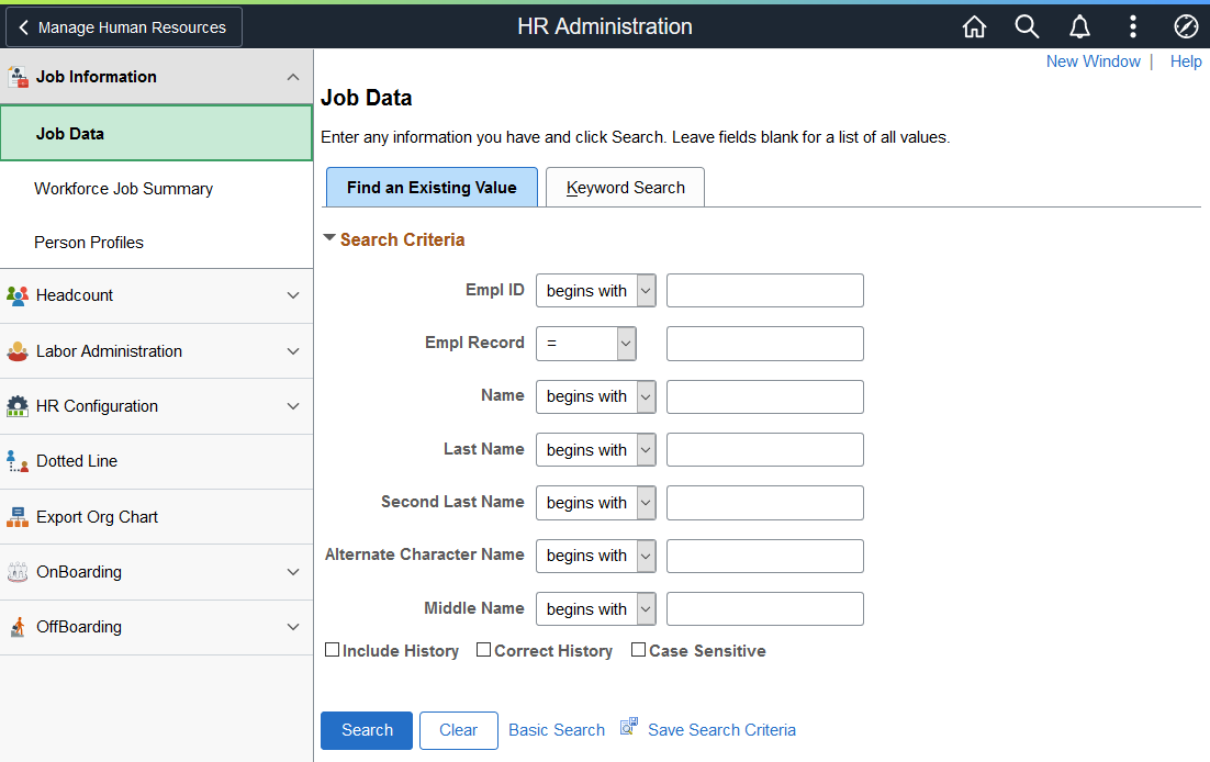 (Tablet) HR Administration application start page