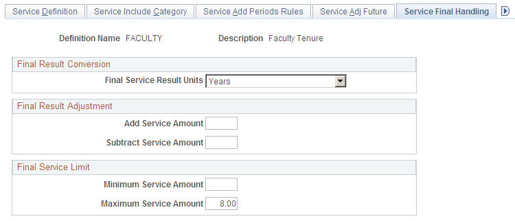 Service Final Handling page