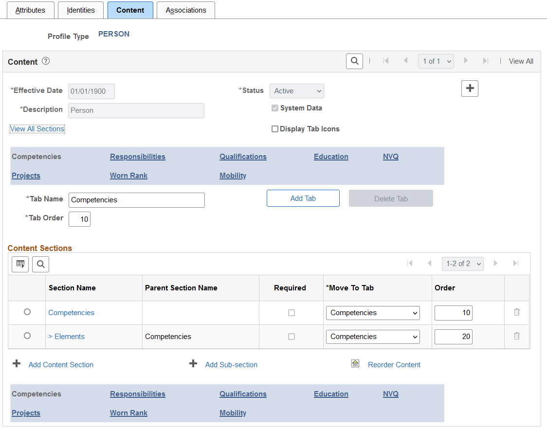 Profile Types - Content page