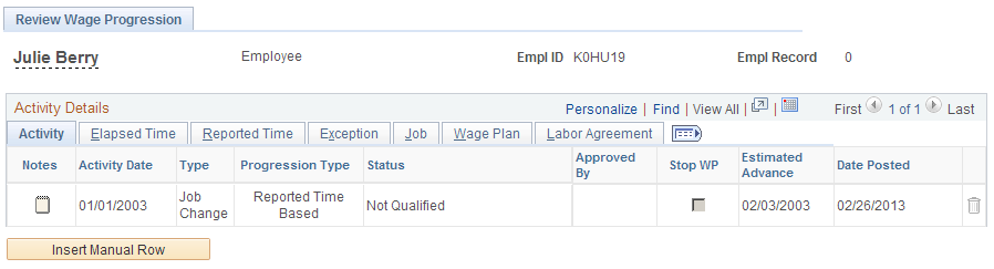 Review Wage Progression page (1 of 7)