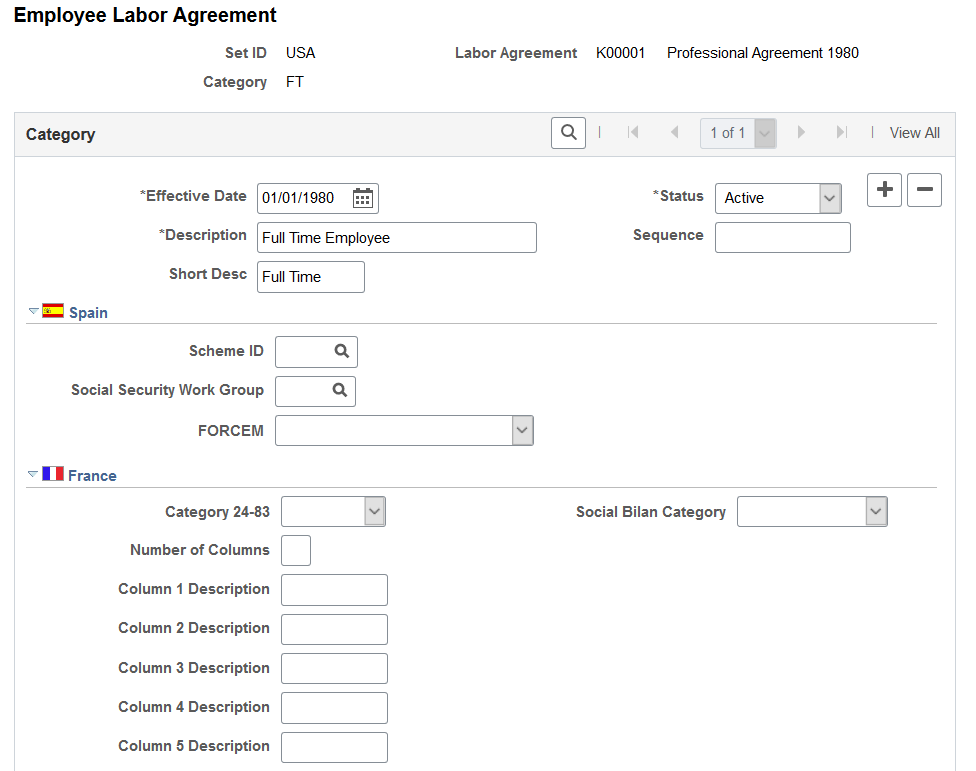 Employee Labor Agreement page (1 of 2)