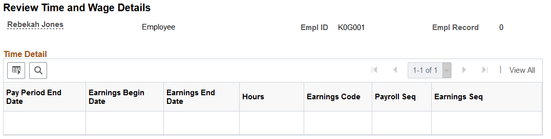 Review Time and Wage Details page