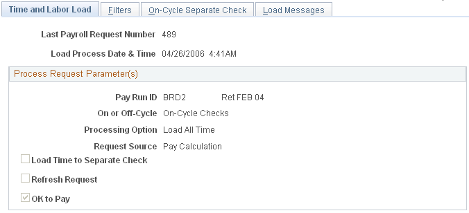 Review Time and Labor Load - Time and Labor Load page