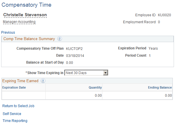 Compensatory Time page