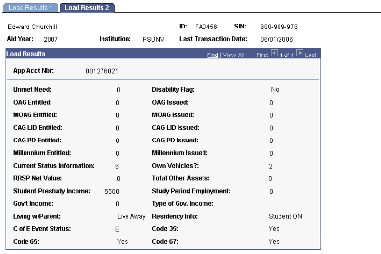 Load Results 2 page