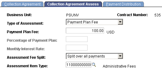 Collection Agreement Assess page
