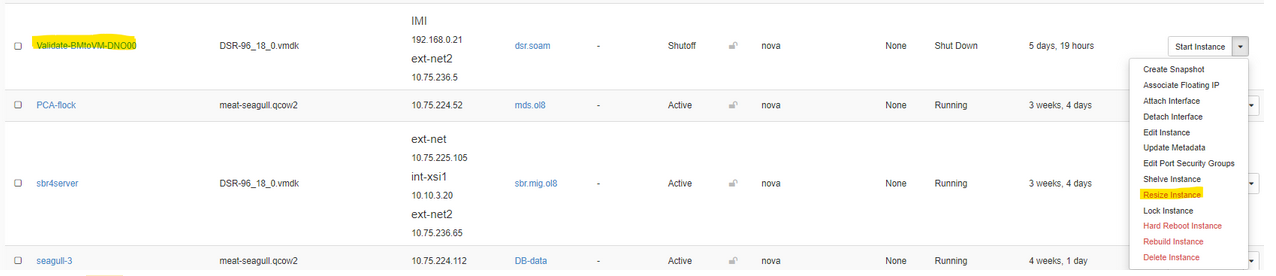 Resizing Instance