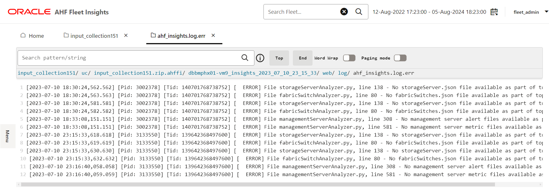 この図は、エラー・イベント・ログを示しています