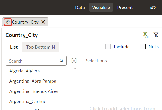 フィルタのピン・アイコン
