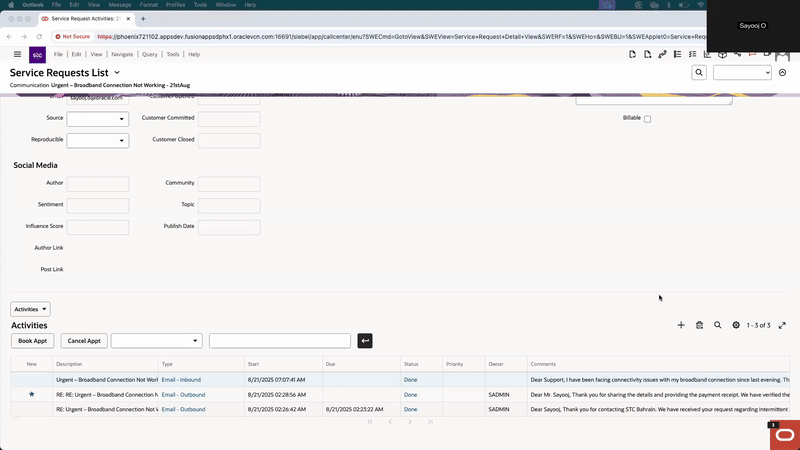 A looping animation showing Siebelai generating email insights.