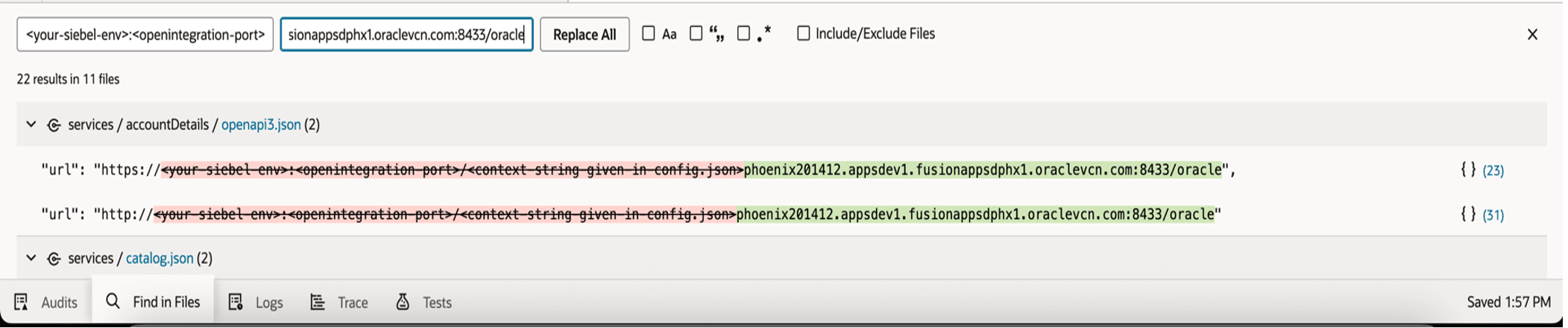 Replace OpenIntegration URL with appropriate value