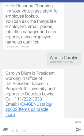 Chatbot through text message.