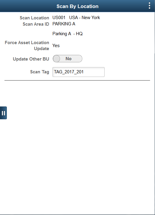 Scan By Location page - location detail