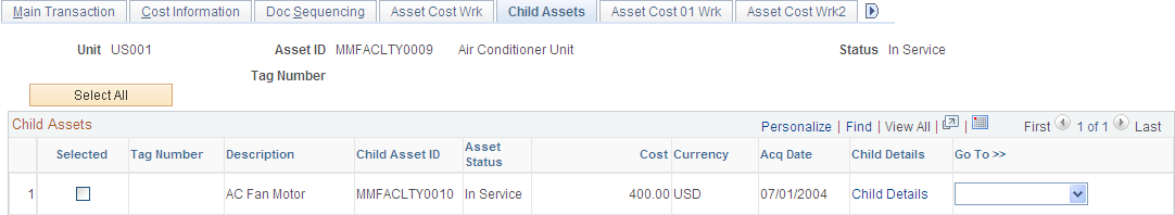 Child Assets page