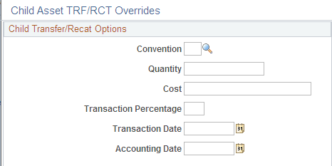Child Asset TRF/RCT Overrides page