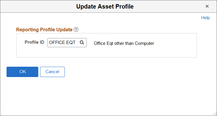 Update Asset Profile page