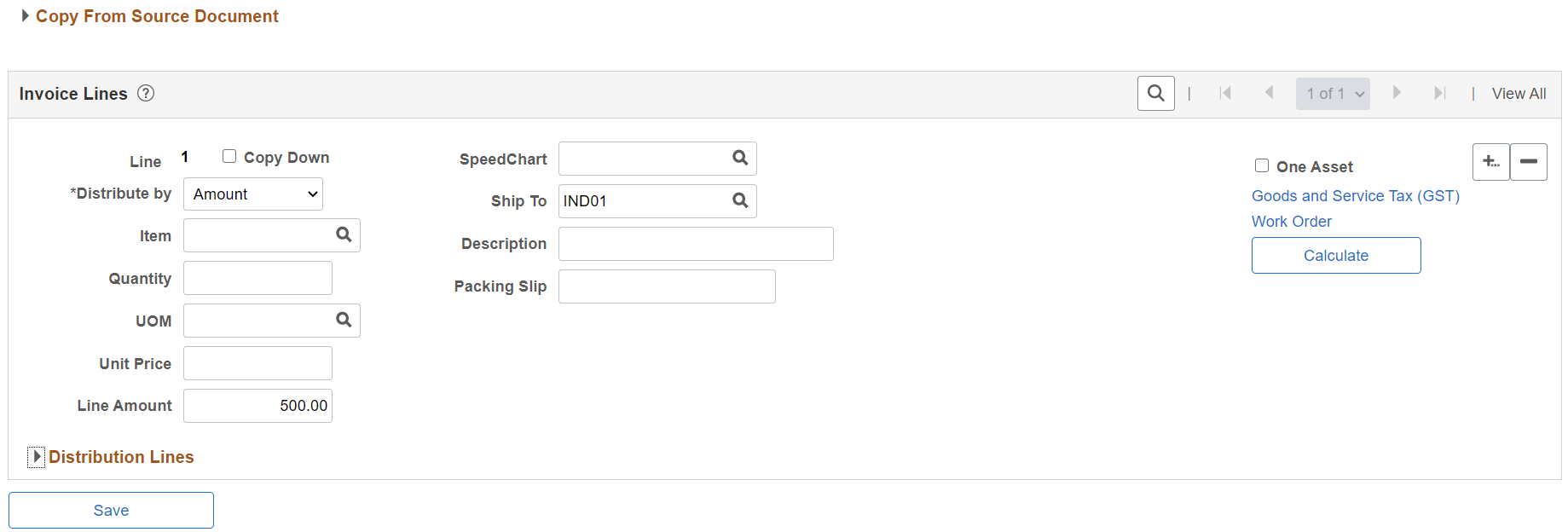 Invoice Information page for regular voucher style with Reverse Charge transaction (2 of 2)