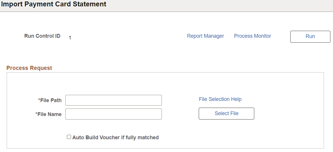 Import Payment Card Statement Page