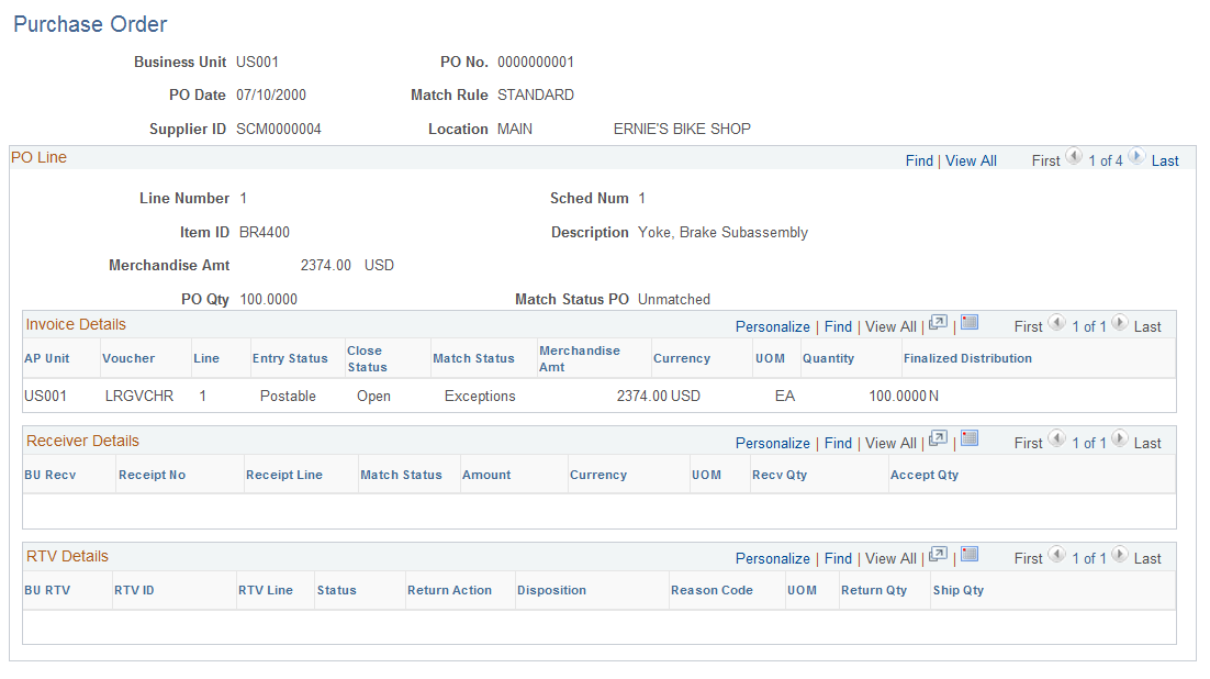 Purchase Order page