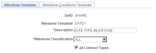 Milestone Template page