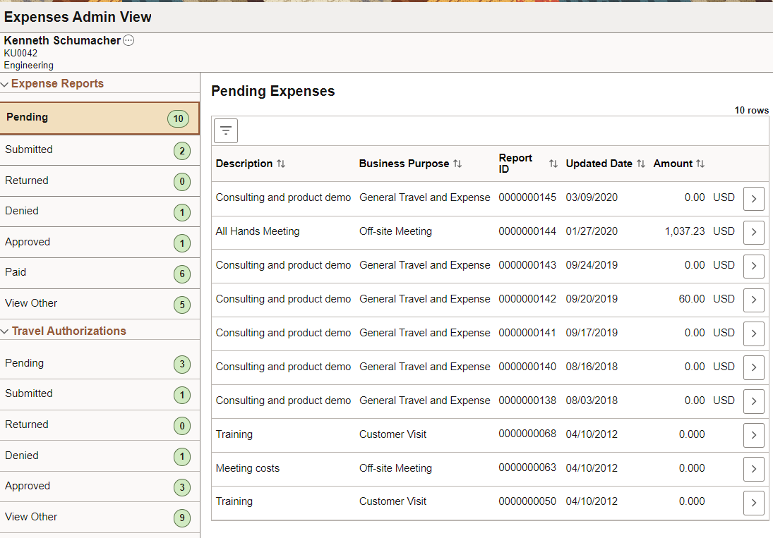 Expenses Admin View