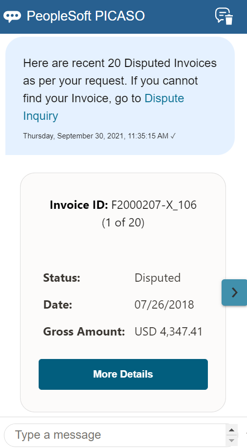 Invoices in Dispute eSettlement skill page