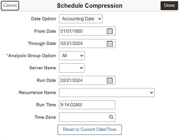 Schedule Compression modal