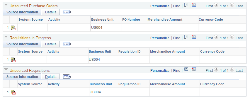 Projects Reconciliation Workbench - Purchasing page (2 of 2)