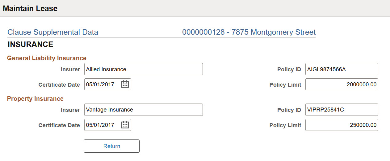 Clause Supplemental Data Page