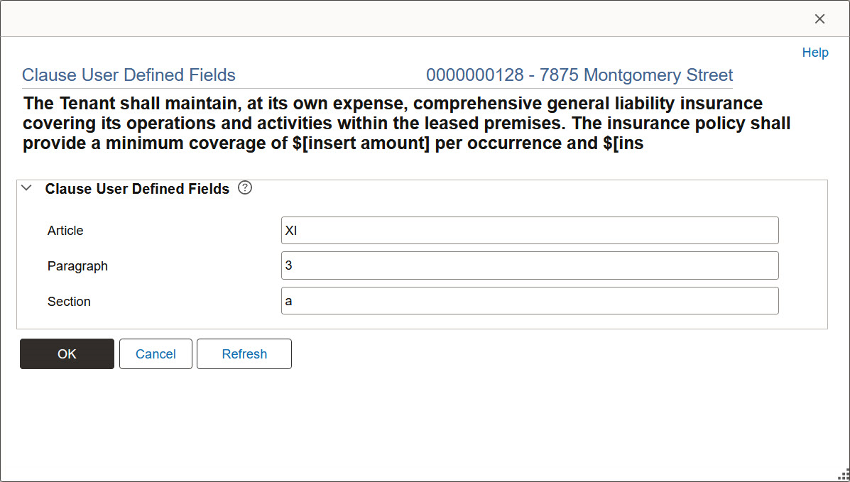 Clause User Defined Fields Page