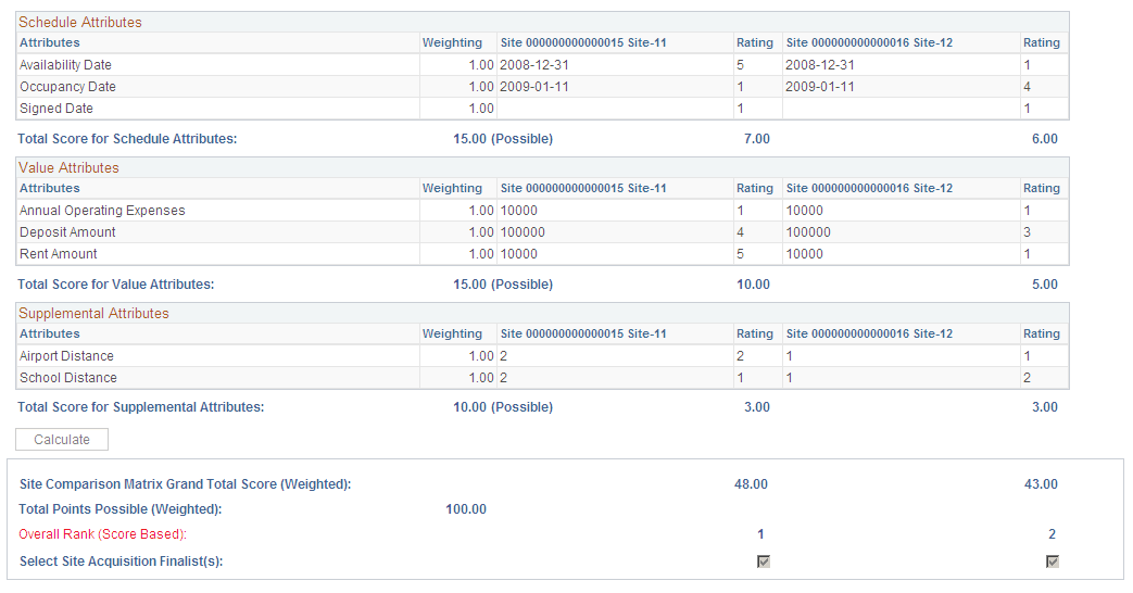 Comparison Matrix page (2 of 2)