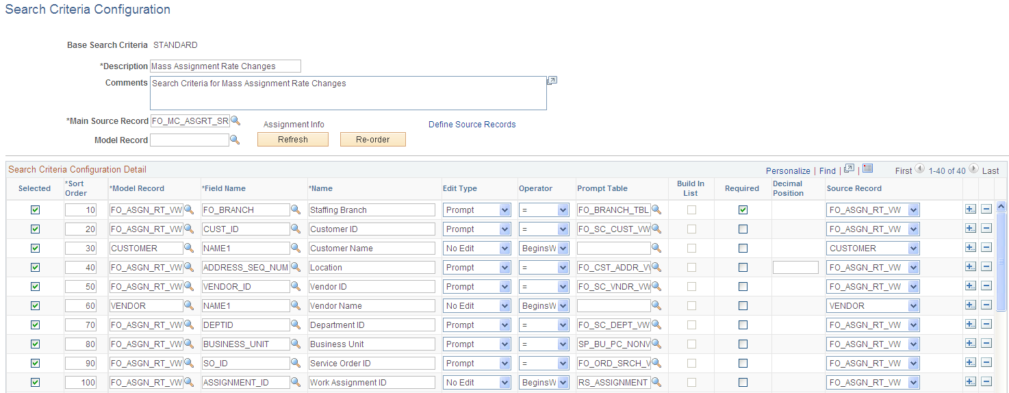 Search Criteria Configuration