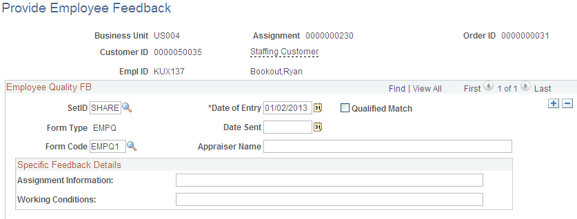 Provide Employee Feedback page