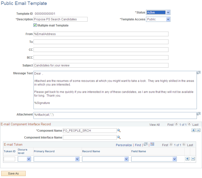 Public Email Template page