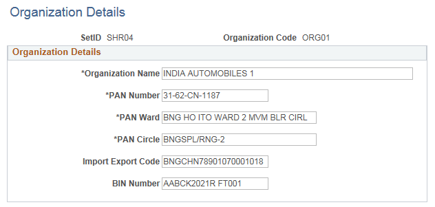 GST Organization Details