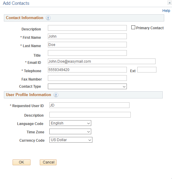 Add Contacts page