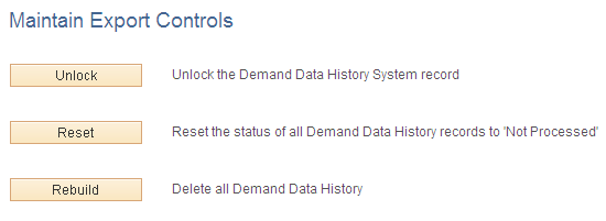 Maintain Export Controls page