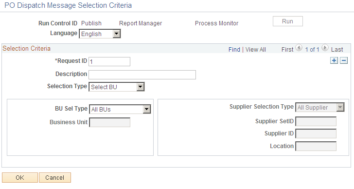 PO Dispatch Message Selection Criteria