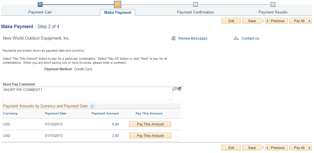 Make Payment - Step 2 of 4 for a credit card payment (traditional model)