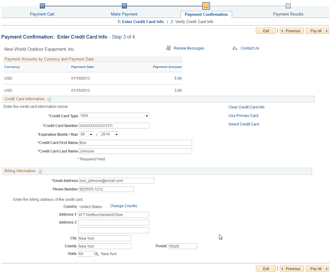 Payment Confirmation: Enter Credit Card Info - Step 3 of 4 (traditional model only)
