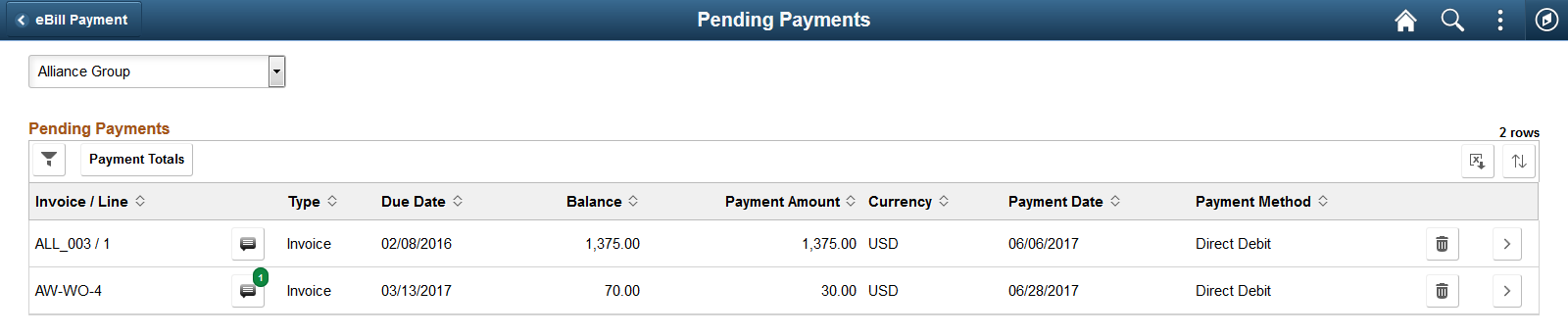 Pending Payments Page (LFF only)