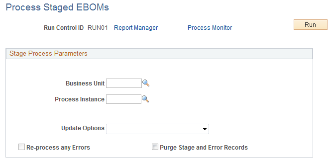 Process Staged EBOMs page